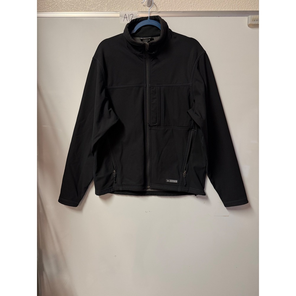 REI Mens Softshell Jacket Black Full Zip Fleece Lined Outdoor Hiking Large